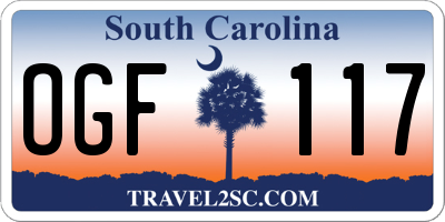 SC license plate OGF117