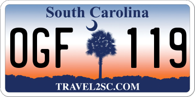 SC license plate OGF119