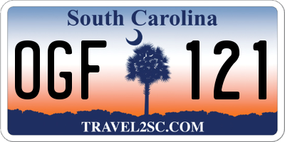 SC license plate OGF121