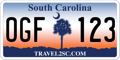 SC license plate OGF123