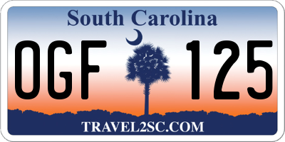 SC license plate OGF125