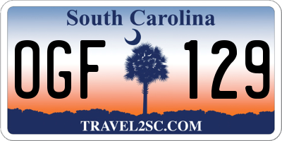 SC license plate OGF129