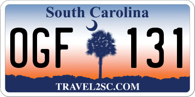 SC license plate OGF131