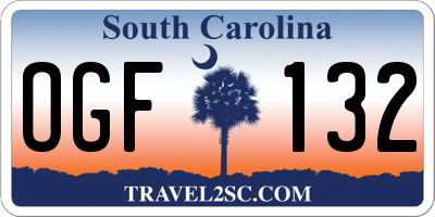 SC license plate OGF132