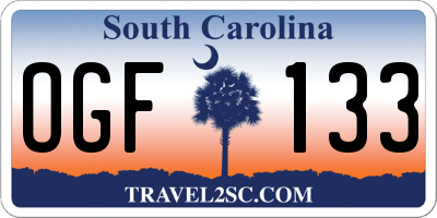 SC license plate OGF133