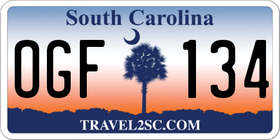 SC license plate OGF134
