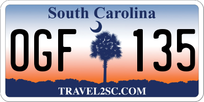 SC license plate OGF135