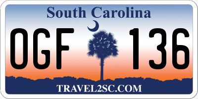 SC license plate OGF136