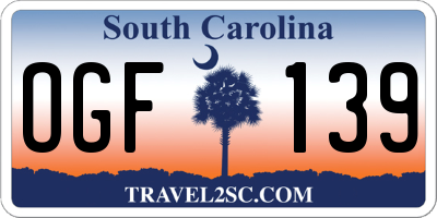 SC license plate OGF139