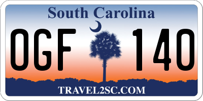 SC license plate OGF140
