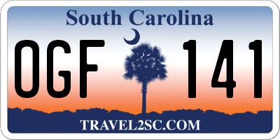 SC license plate OGF141