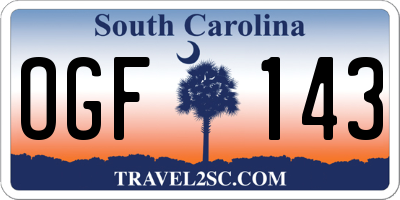 SC license plate OGF143