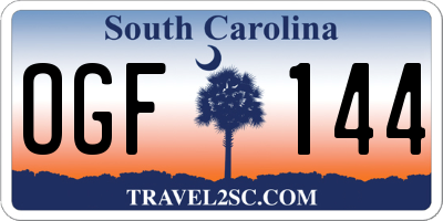SC license plate OGF144