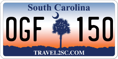 SC license plate OGF150