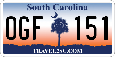SC license plate OGF151