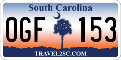 SC license plate OGF153
