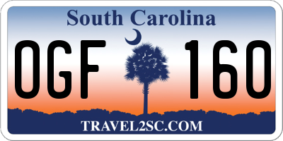 SC license plate OGF160
