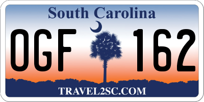 SC license plate OGF162