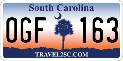 SC license plate OGF163
