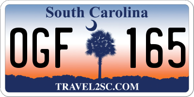 SC license plate OGF165