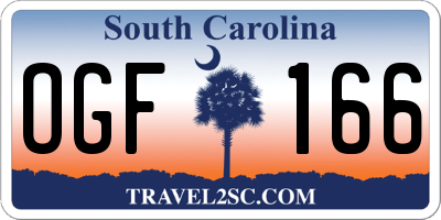 SC license plate OGF166