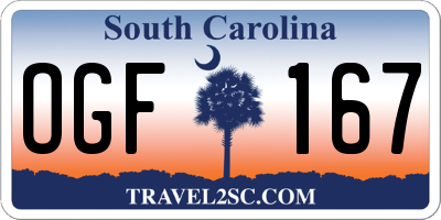 SC license plate OGF167