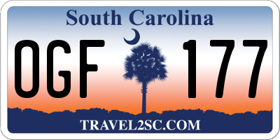 SC license plate OGF177