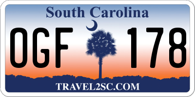 SC license plate OGF178