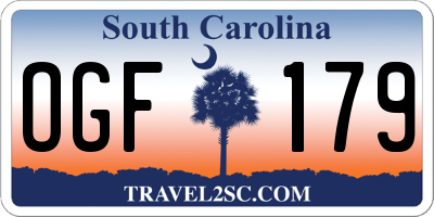 SC license plate OGF179