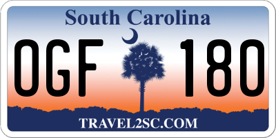 SC license plate OGF180