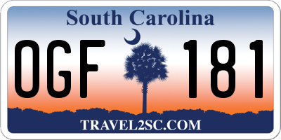 SC license plate OGF181