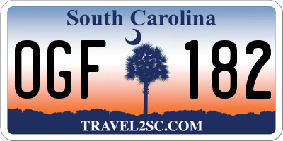 SC license plate OGF182
