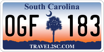 SC license plate OGF183