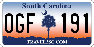 SC license plate OGF191