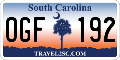 SC license plate OGF192