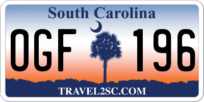 SC license plate OGF196