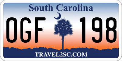 SC license plate OGF198
