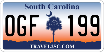 SC license plate OGF199