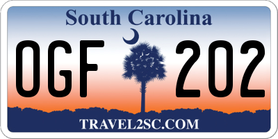 SC license plate OGF202