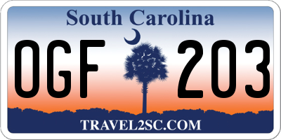 SC license plate OGF203