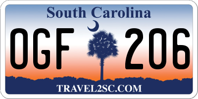 SC license plate OGF206
