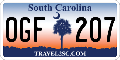 SC license plate OGF207
