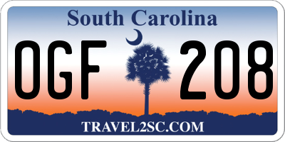 SC license plate OGF208