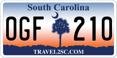 SC license plate OGF210