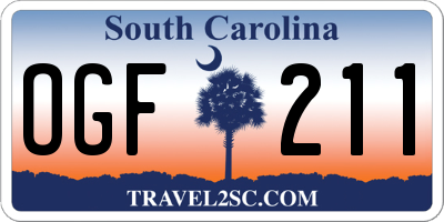SC license plate OGF211