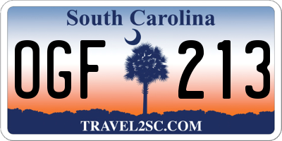 SC license plate OGF213