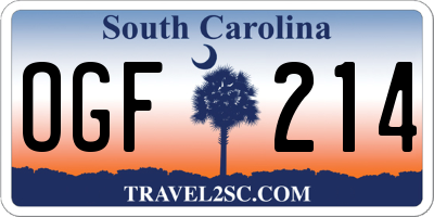 SC license plate OGF214
