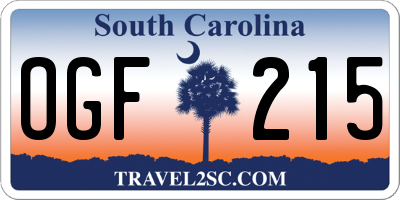 SC license plate OGF215