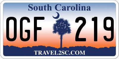 SC license plate OGF219