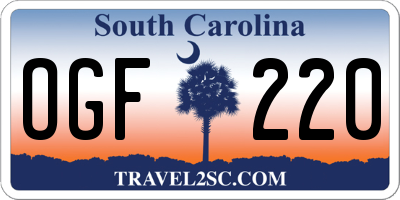 SC license plate OGF220